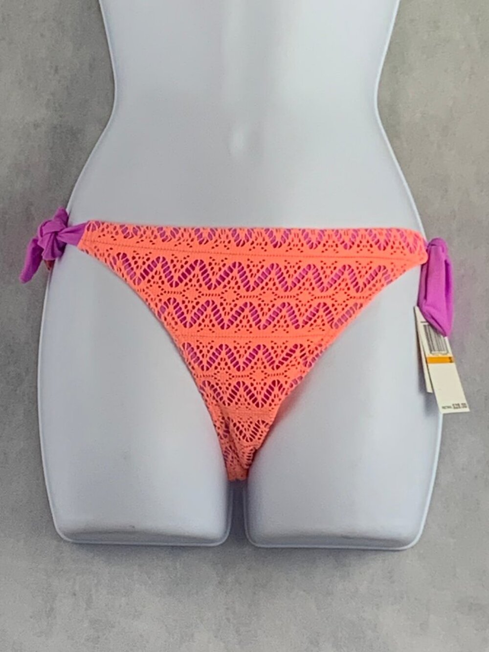 Hula Honey Juniors Side-Tie Bikini Bottom Swimsuit, Orange Purple, Small